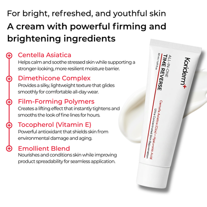 Lindalia Time Reverse All-In-One Anti-Aging Cream, firming and brightening ingredients