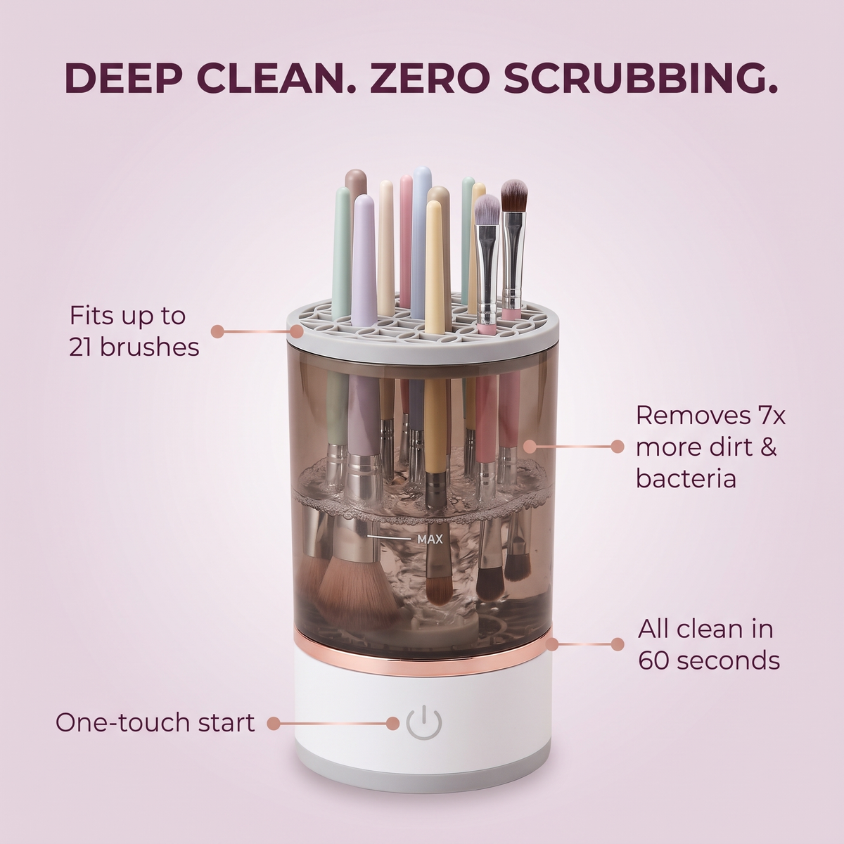 Lindalia Electric Makeup Brush Cleaner, deep clean with zero scrubbing