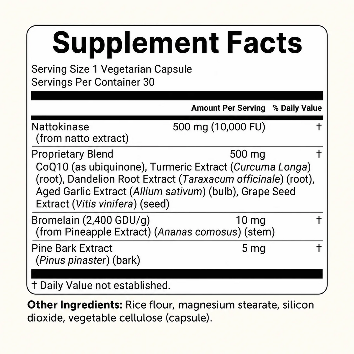 Lindalia Nattokinase 10,000 FU Circulation Complex