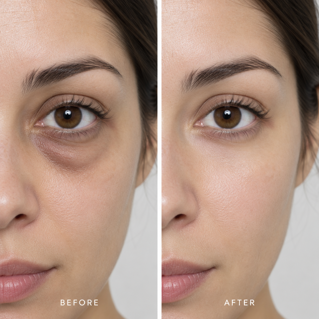 Under-eye puffiness before and after