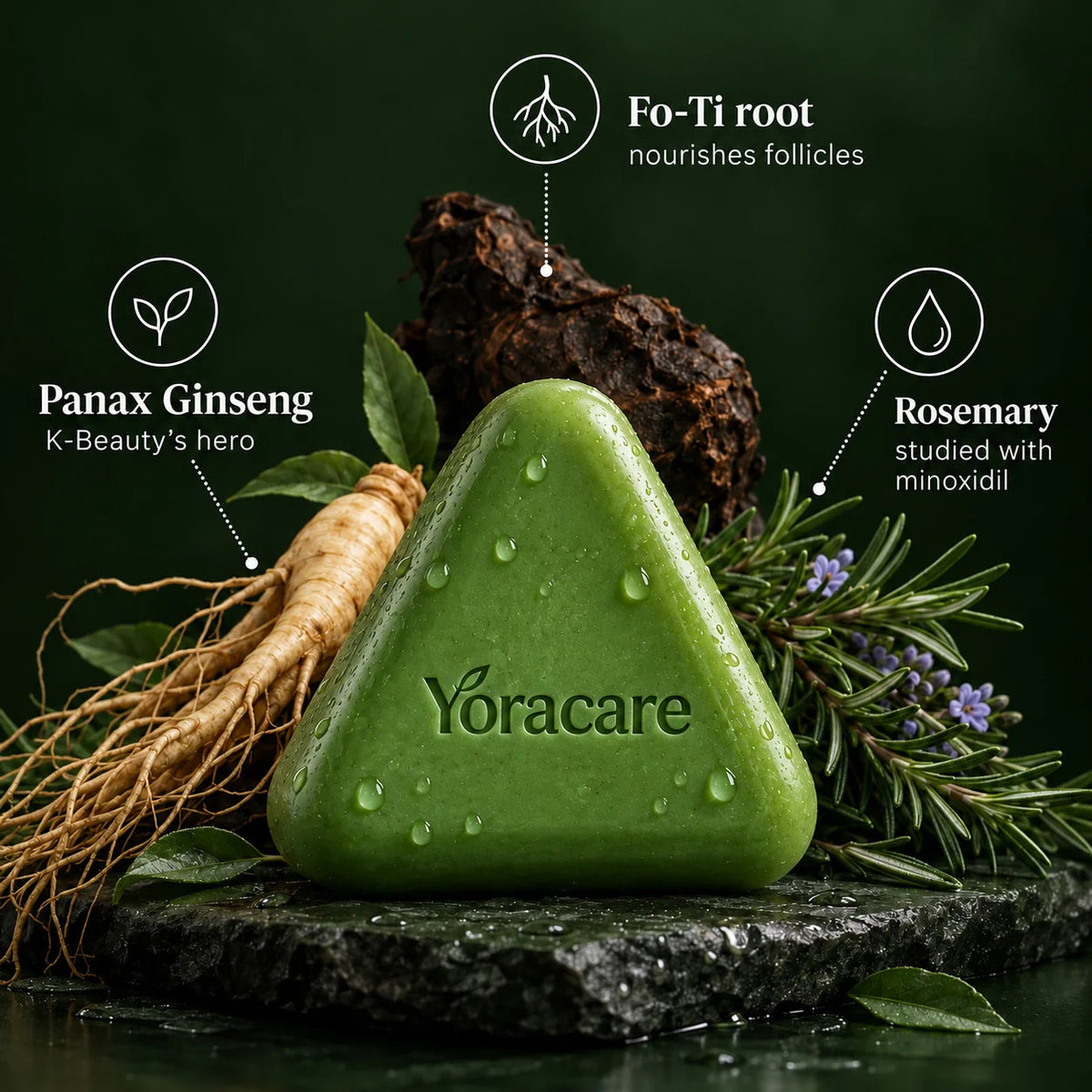 Lindalia Korean Scalp Revival Bar, Fo-Ti root, Panax Ginseng and rosemary